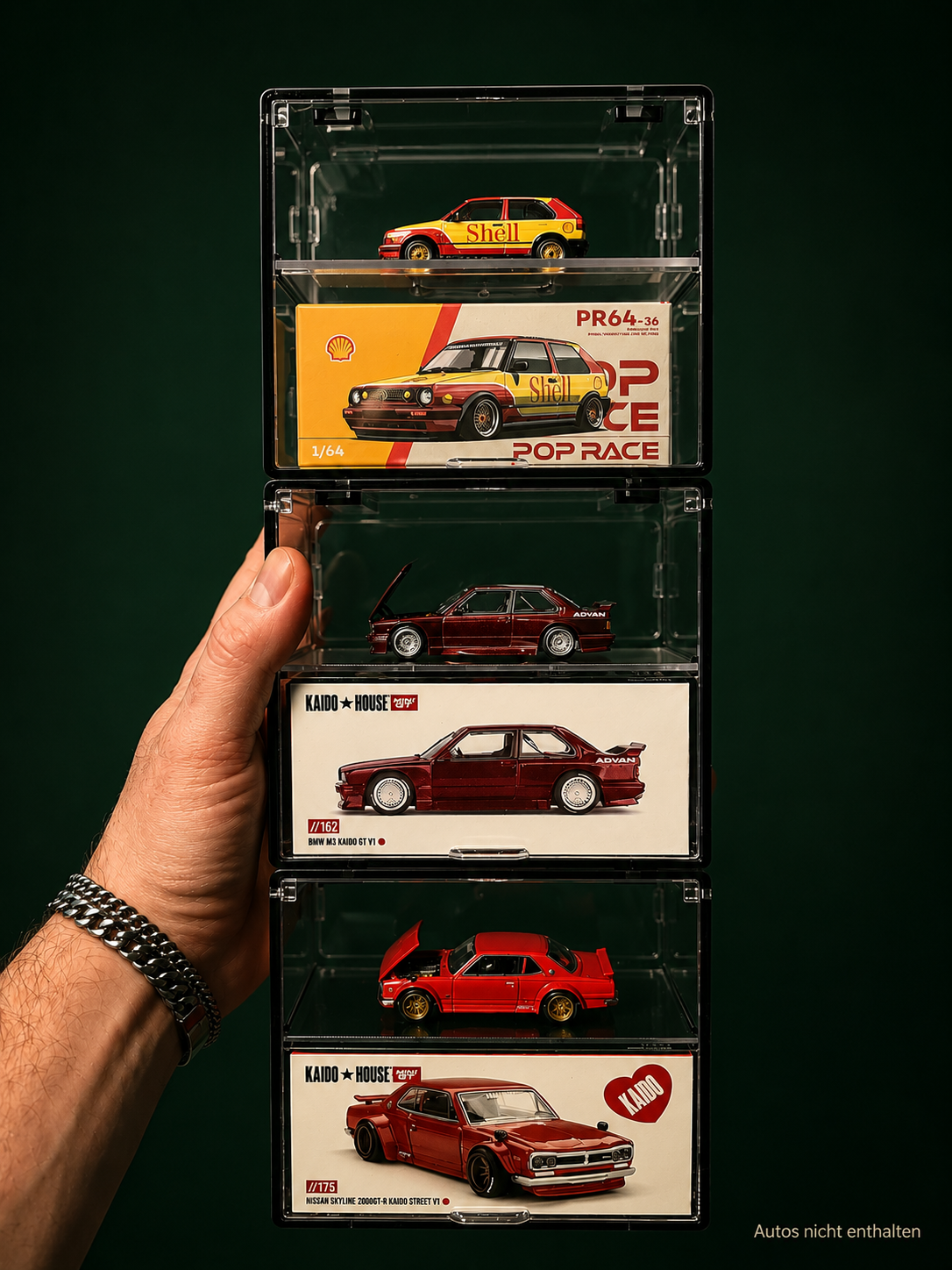Premium Acryl Display Box für Kaido House 1:64 – Sichere Präsentation mit Achsfixierung